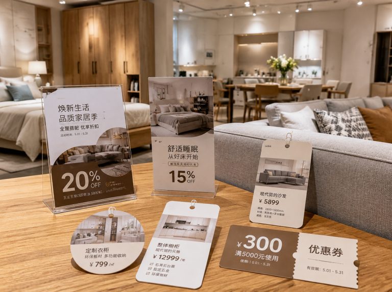 自贡家具门店单页海报与吊牌